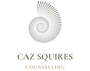 Caz Squires Counselling logo with shell graphic